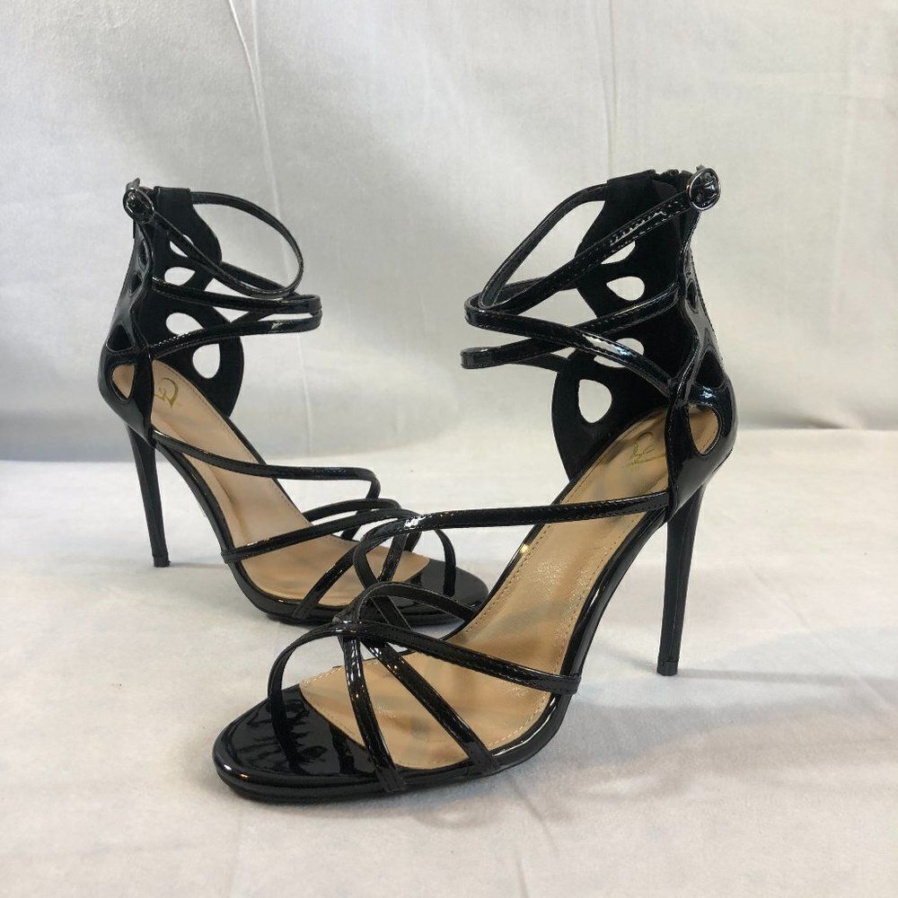 Womens Open Toe Ankle Strap Zip stilettos sz 8.5